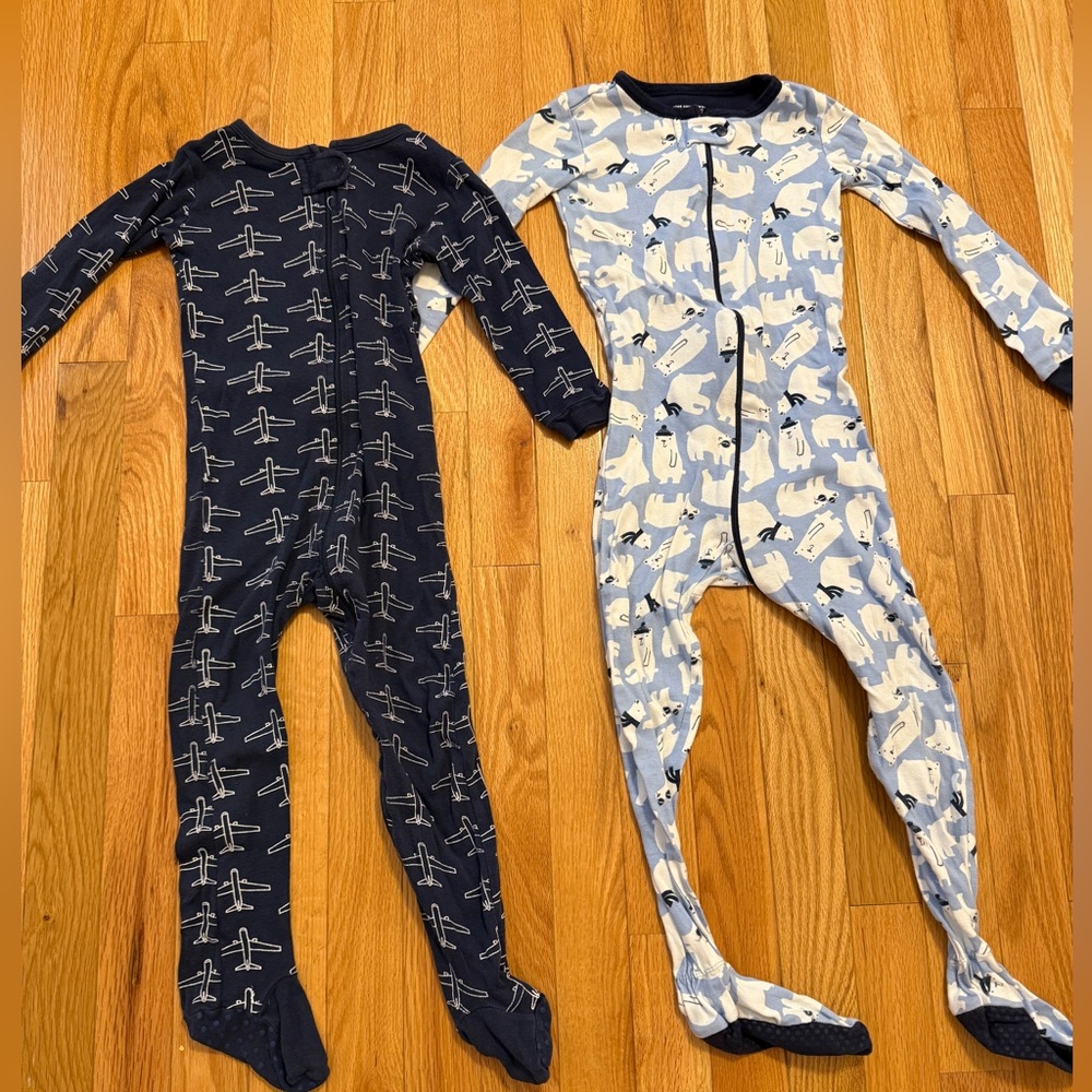 Kids Airplane and Polar Bear footed pajamas